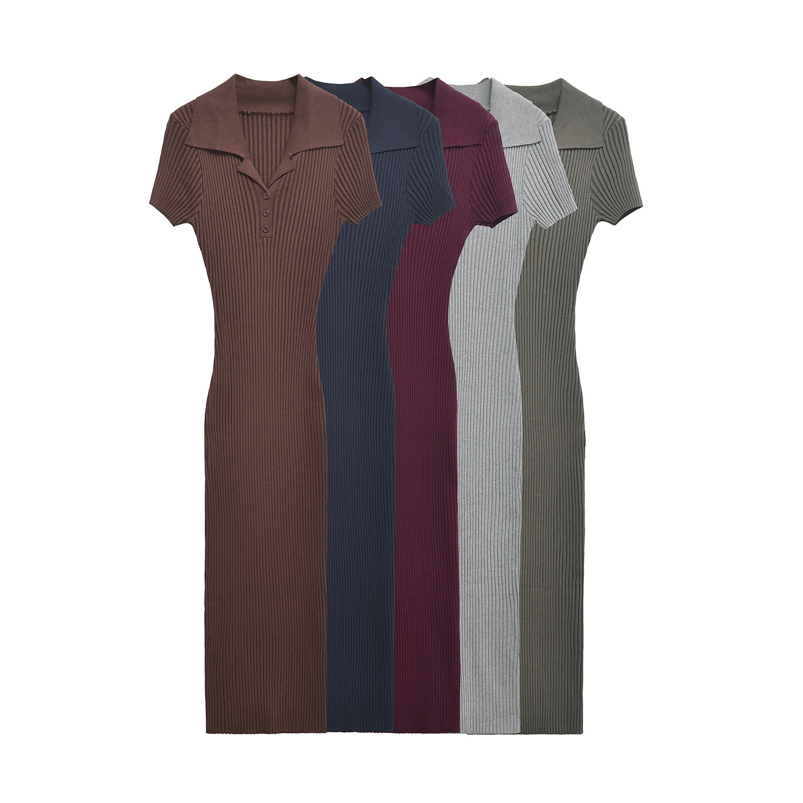 Ribbed Knit Maxi Dress - Classic European Style KUN-00003