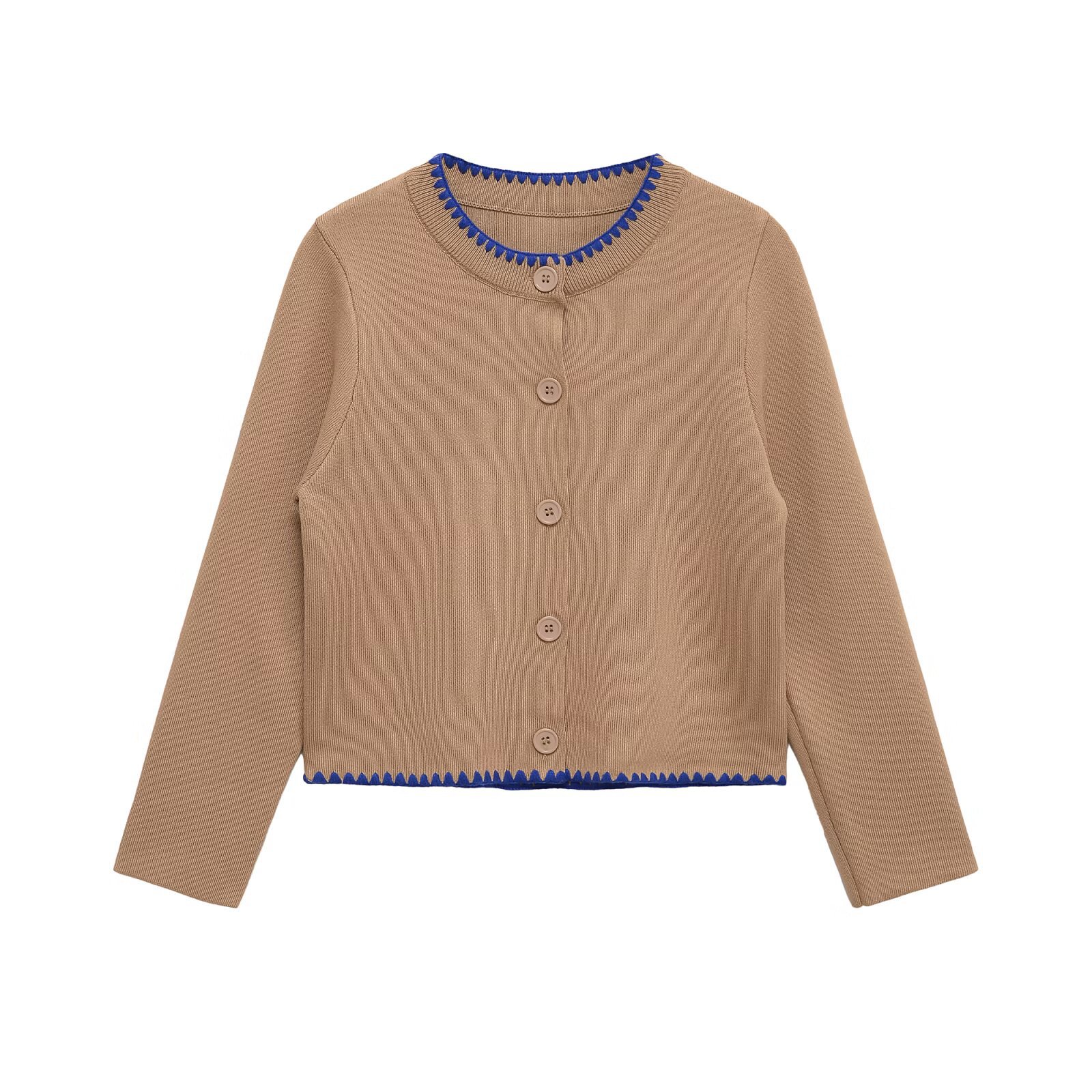 Cárdigan de punto - Suéter con bloques de color bordados KUN-00298