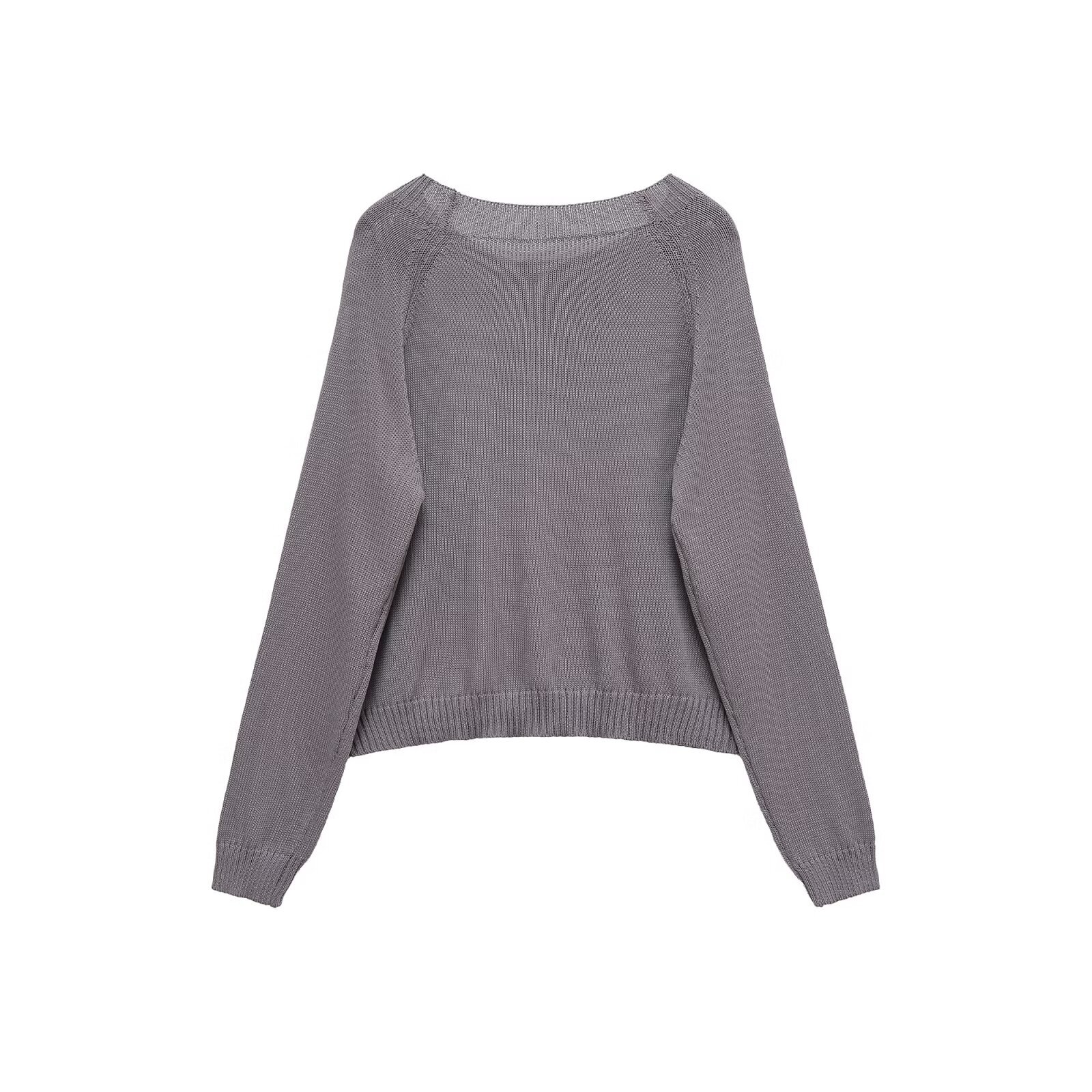 Top de punto con hombros descubiertos y manga larga para mujer KUN-00058