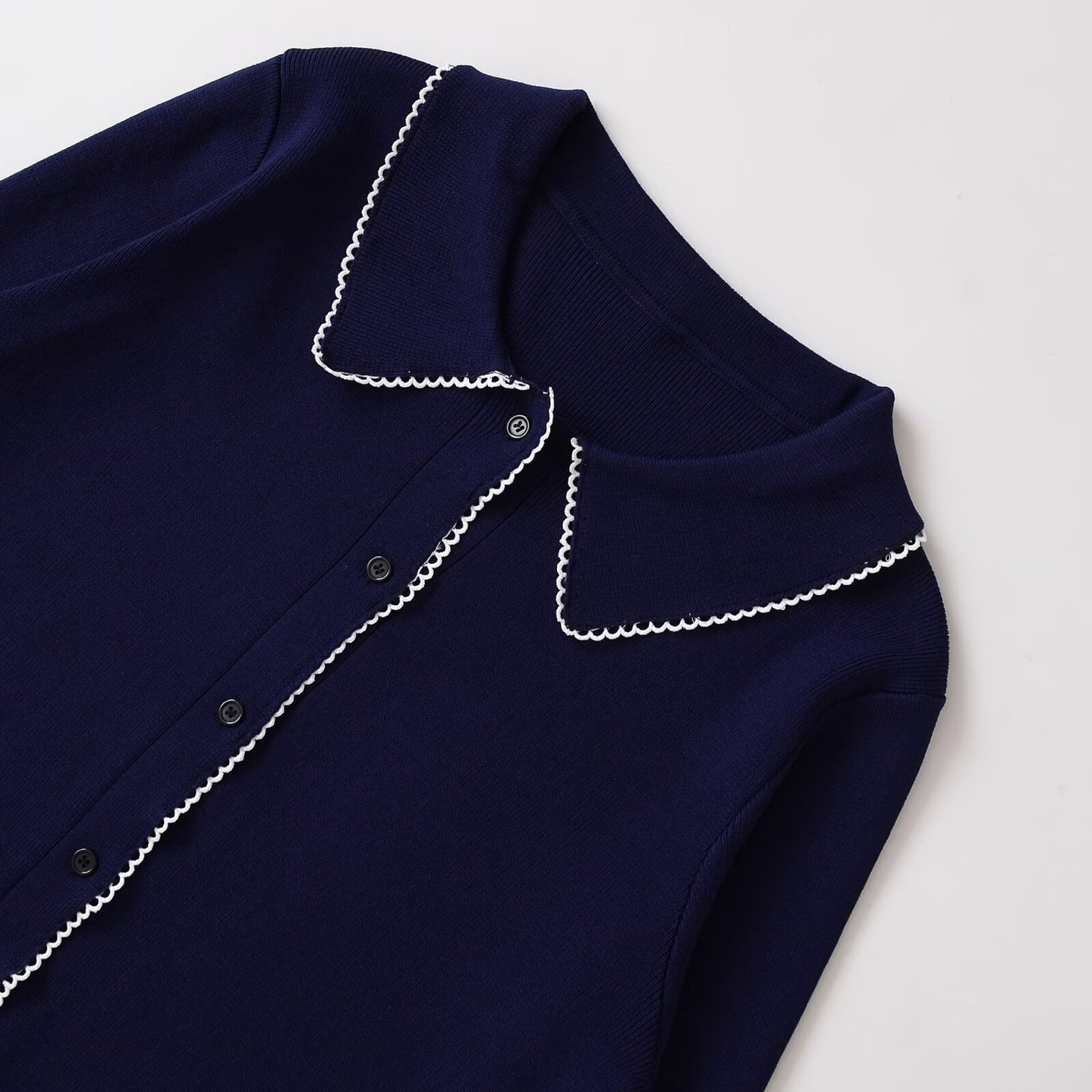 Knit Top Women's Color Block Button Long Sleeve KUN-00016