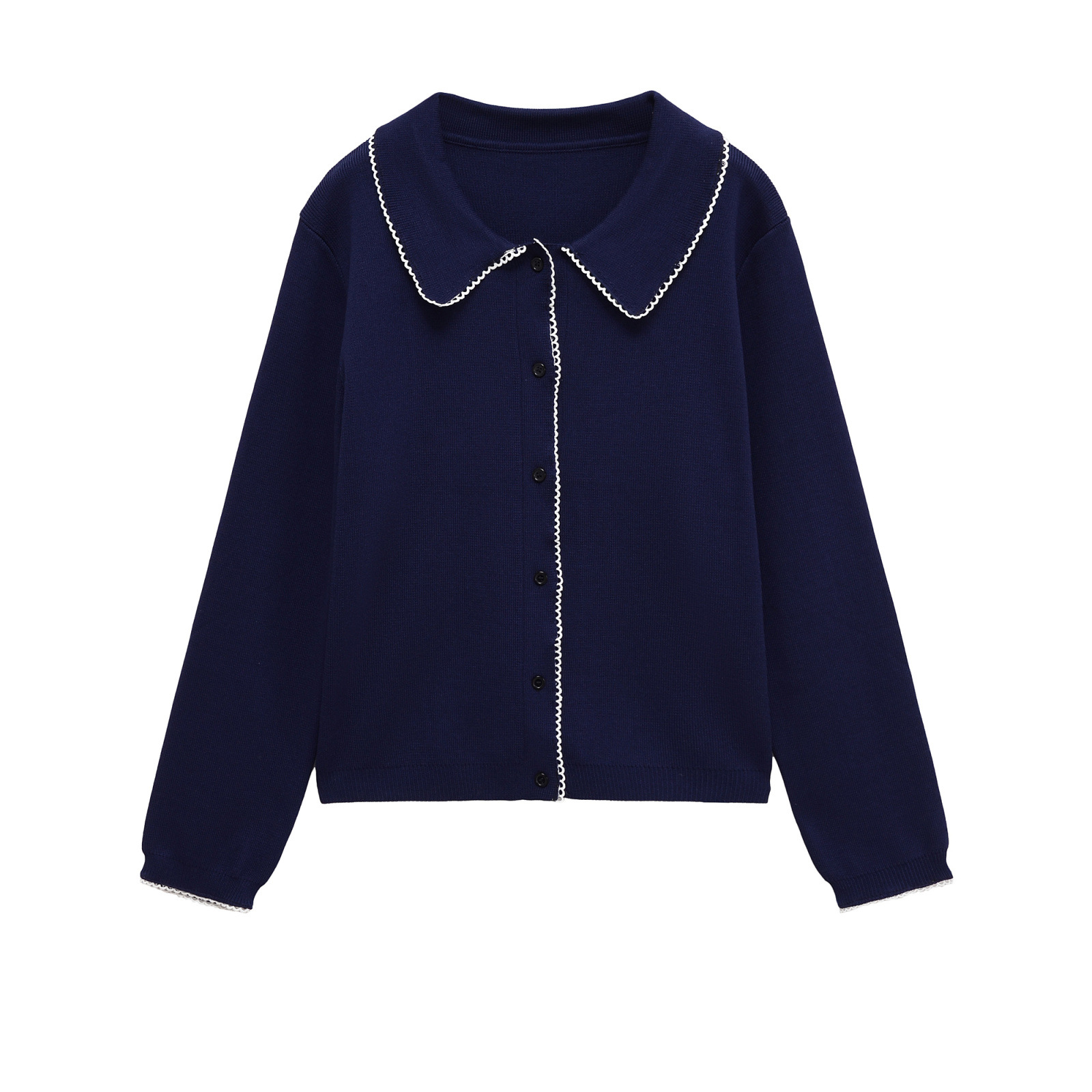 Knit Top Women's Color Block Button Long Sleeve KUN-00016