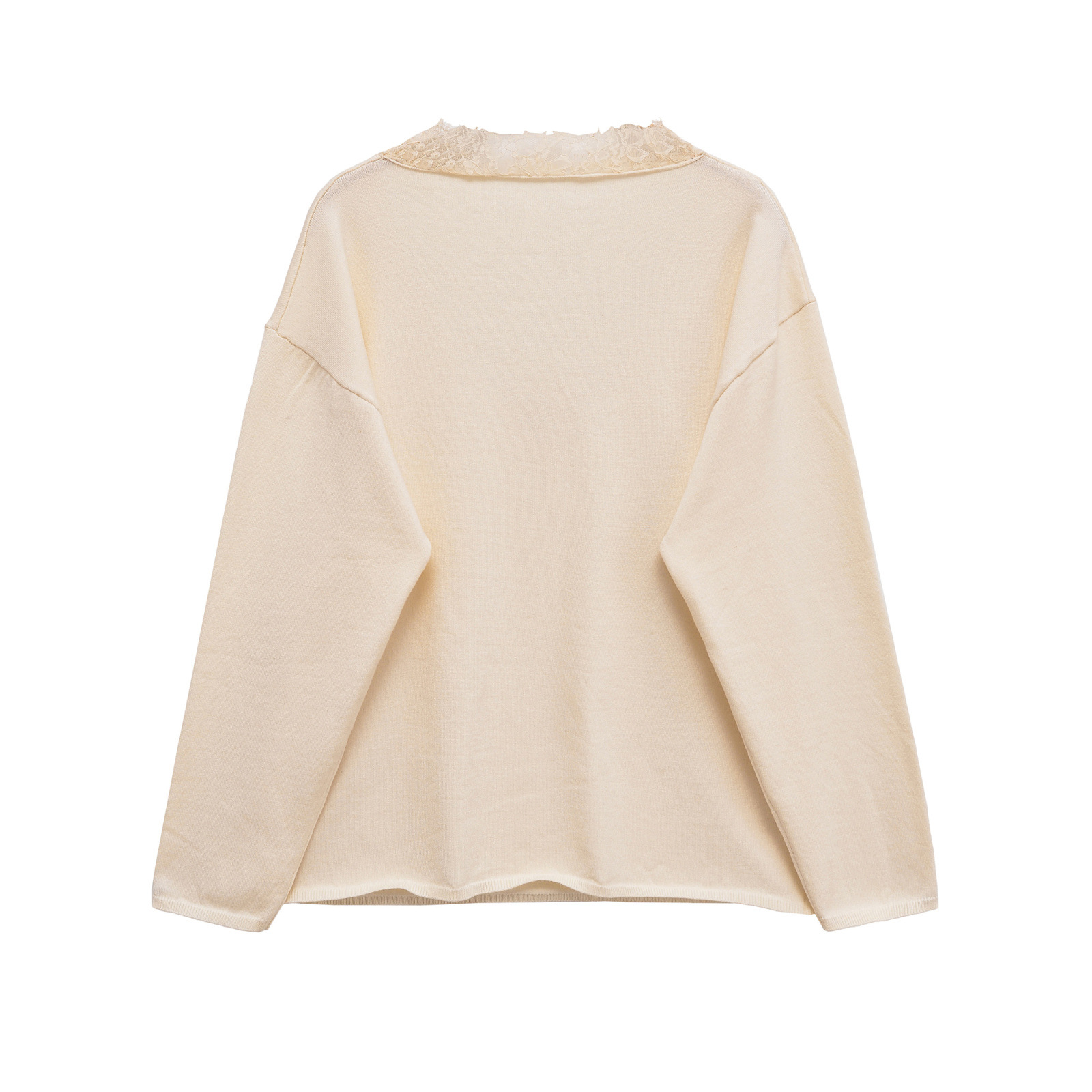 Wool Blend Lace Knit Top Slim Fit Elegant KUN-00111