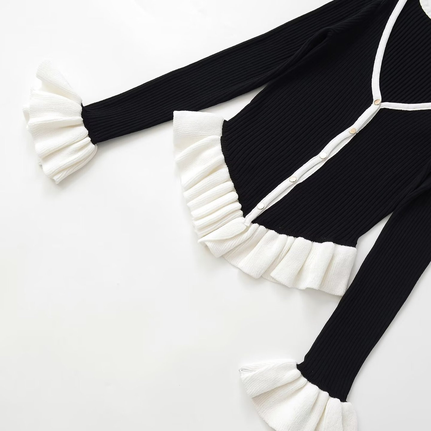 Chaqueta de capas con bloques de color para mujer - Estilo europeo elegante KUN-00121