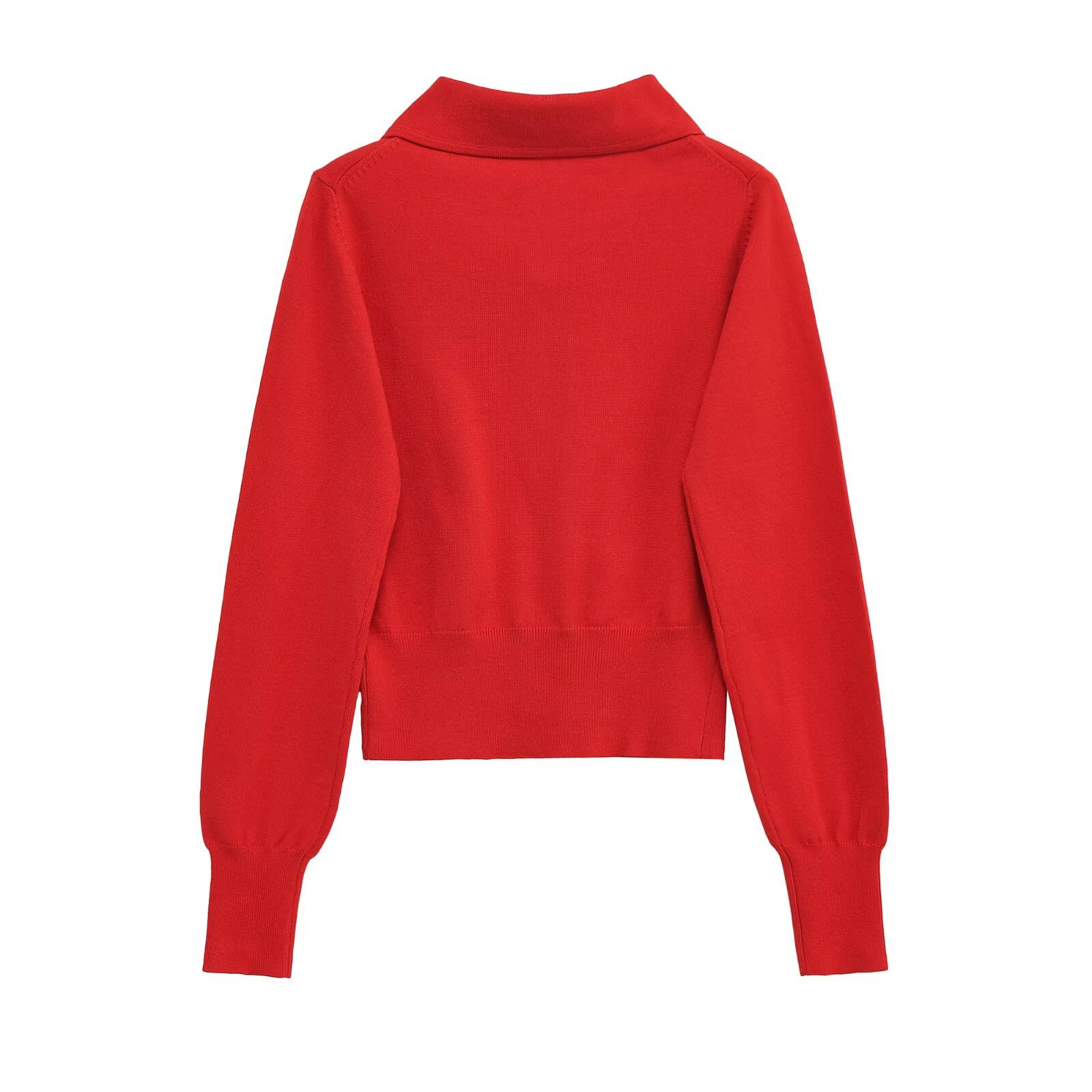 Fitted Knit Top Peter Pan Collar Long Sleeve KUN-00045
