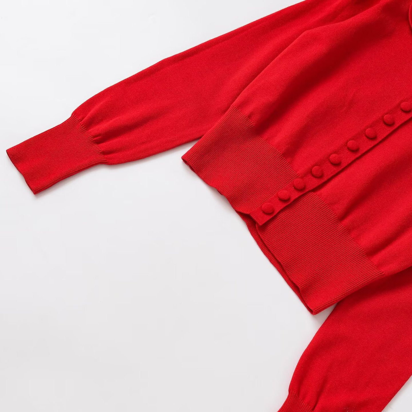 Fitted Knit Top Peter Pan Collar Long Sleeve KUN-00045