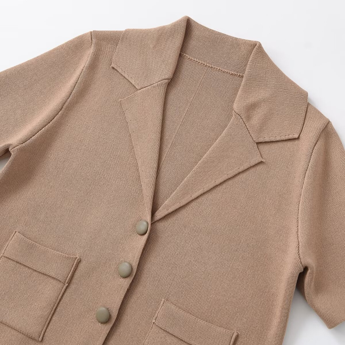 Women's Knit Cardigan - Trendy Short Sleeve Collar KUN-00126