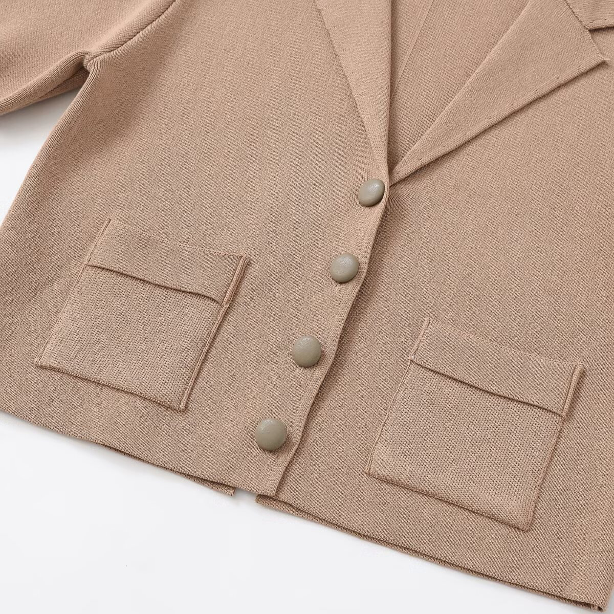 Women's Knit Cardigan - Trendy Short Sleeve Collar KUN-00126