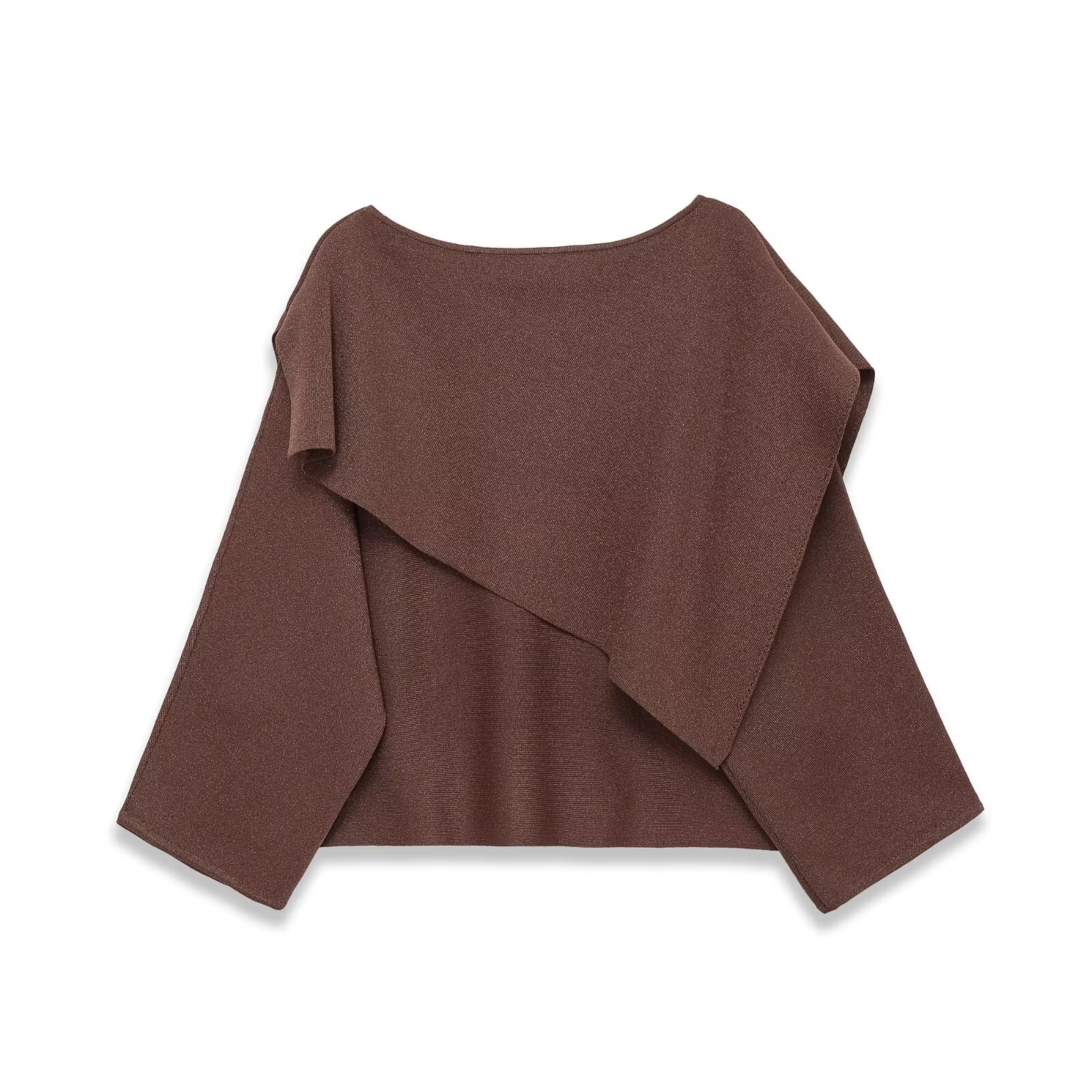 Gebreide poncho met metallic garen, losse pasvorm, cape KUN-00222