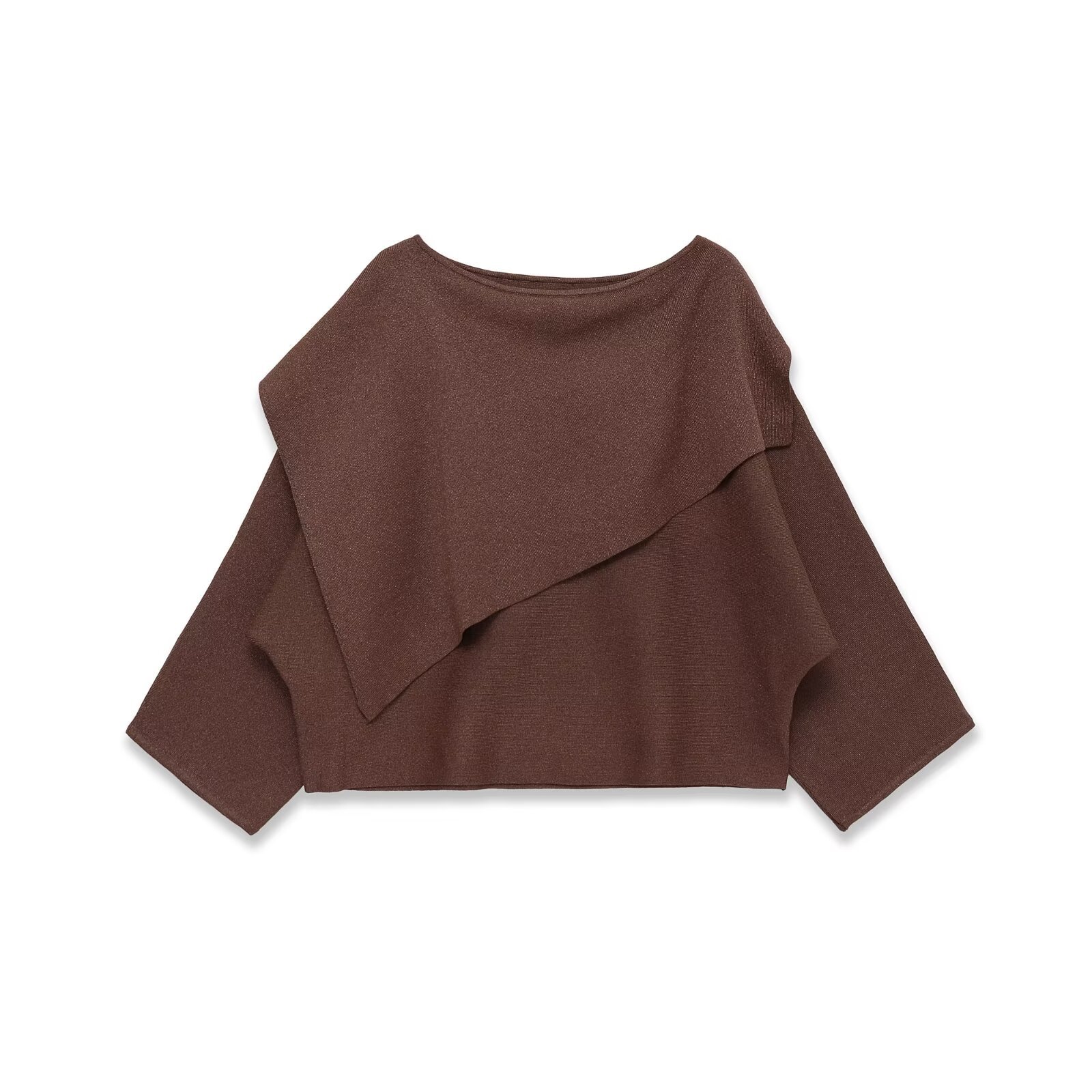 Gebreide poncho met metallic garen, losse pasvorm, cape KUN-00222