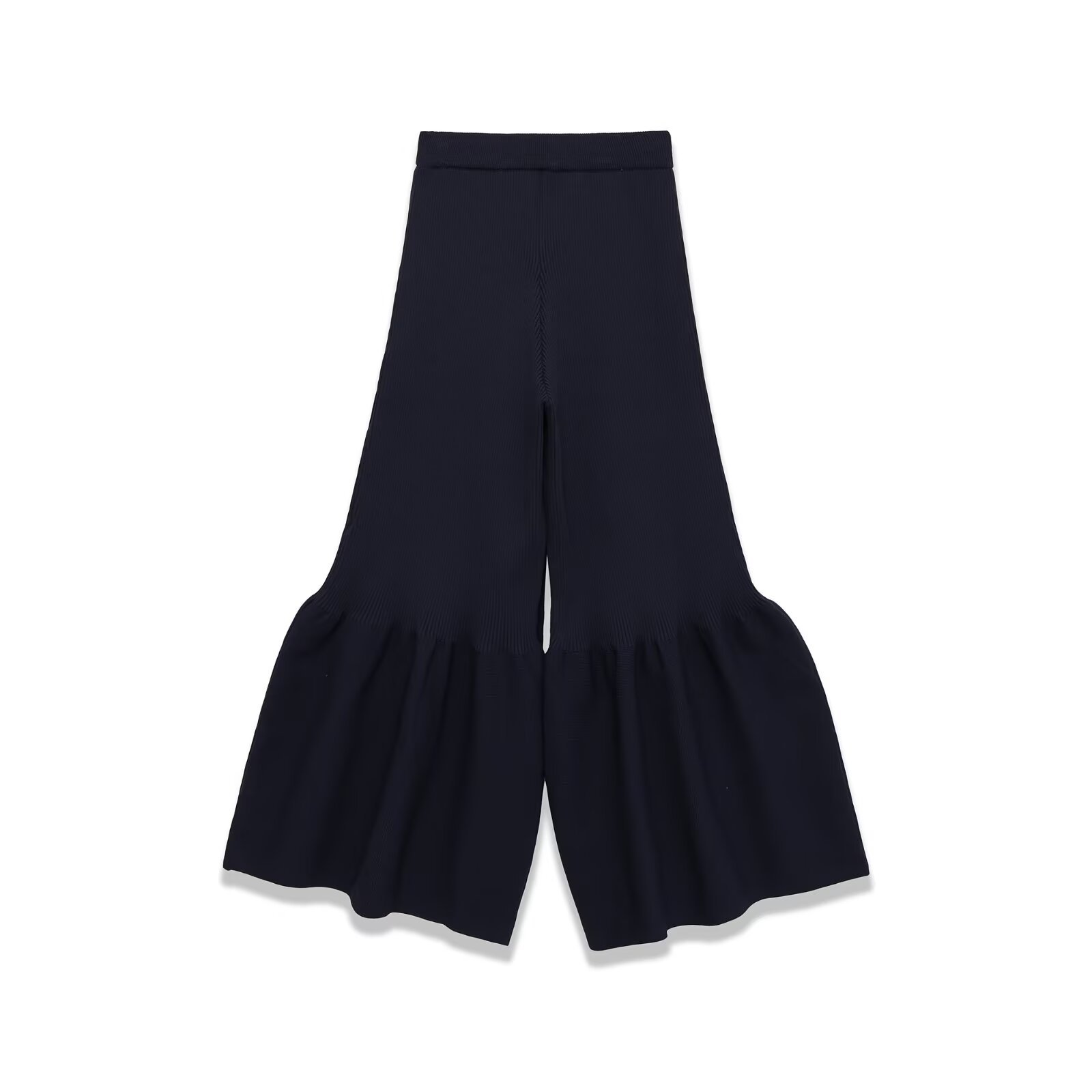 Knit Pants Blue High Waist Trousers KUN-00013