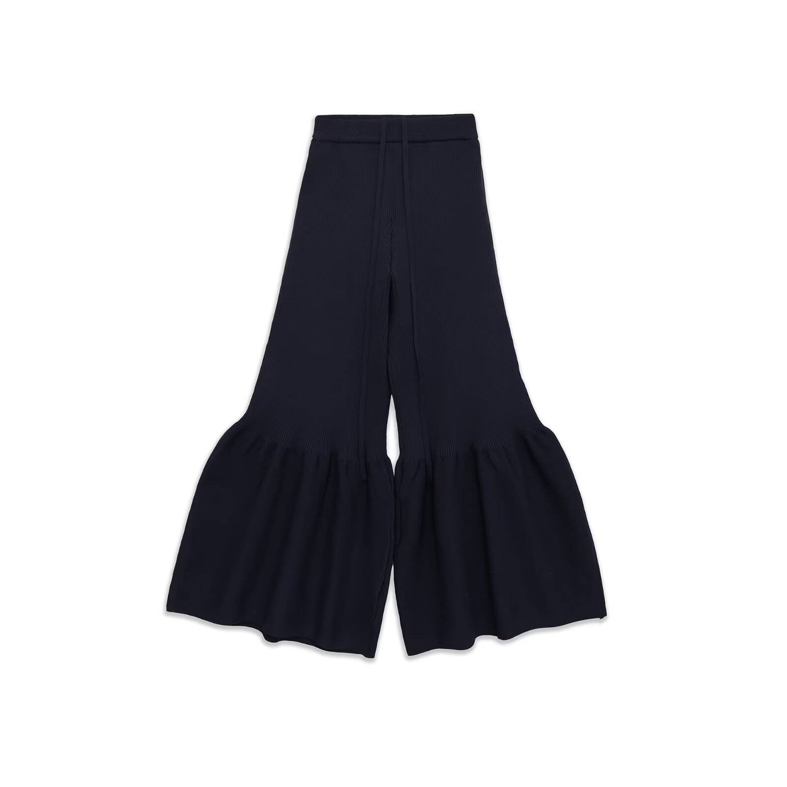 Knit Pants Blue High Waist Trousers KUN-00013