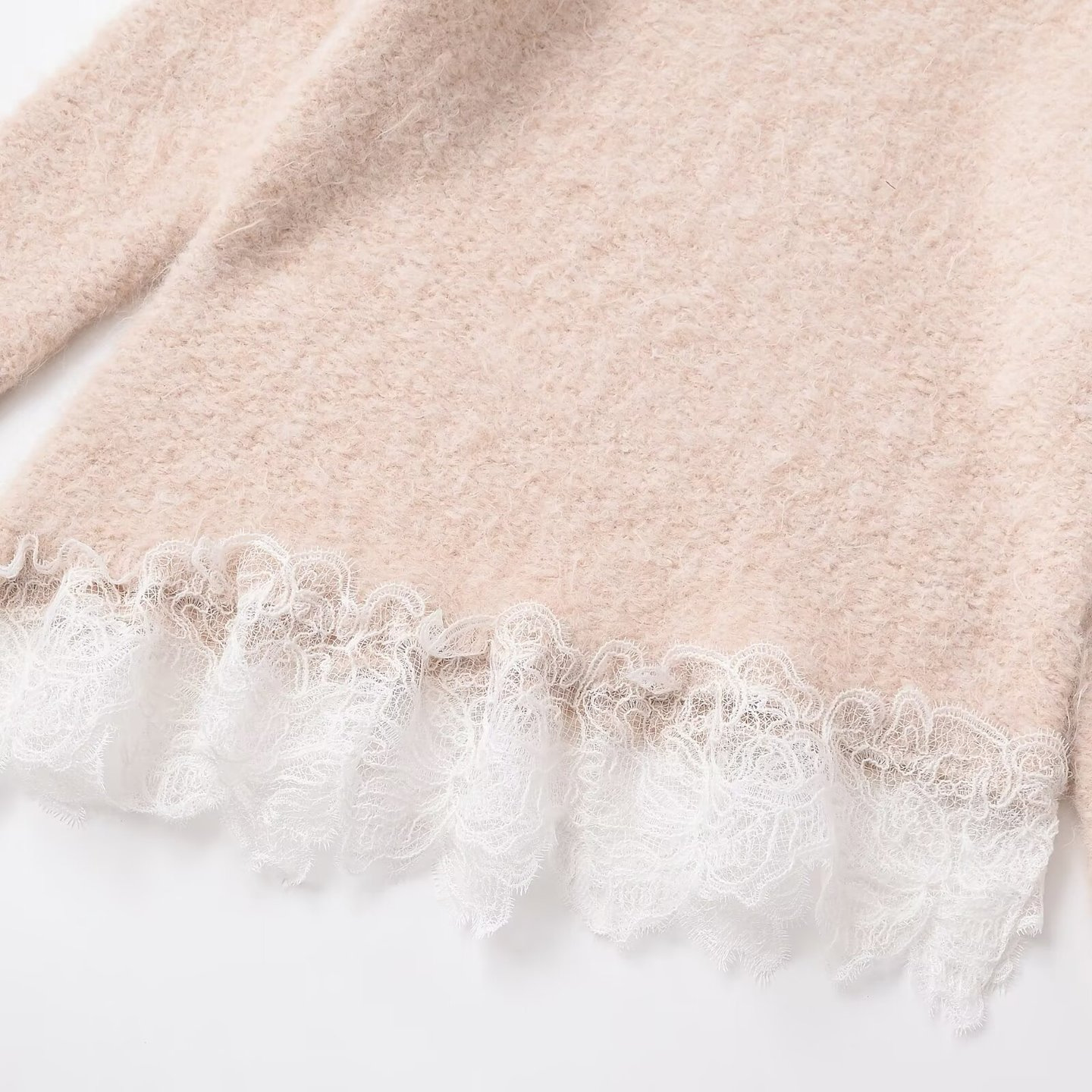 Lace Stitching Knit Top Trendy Sweater KUN-00010