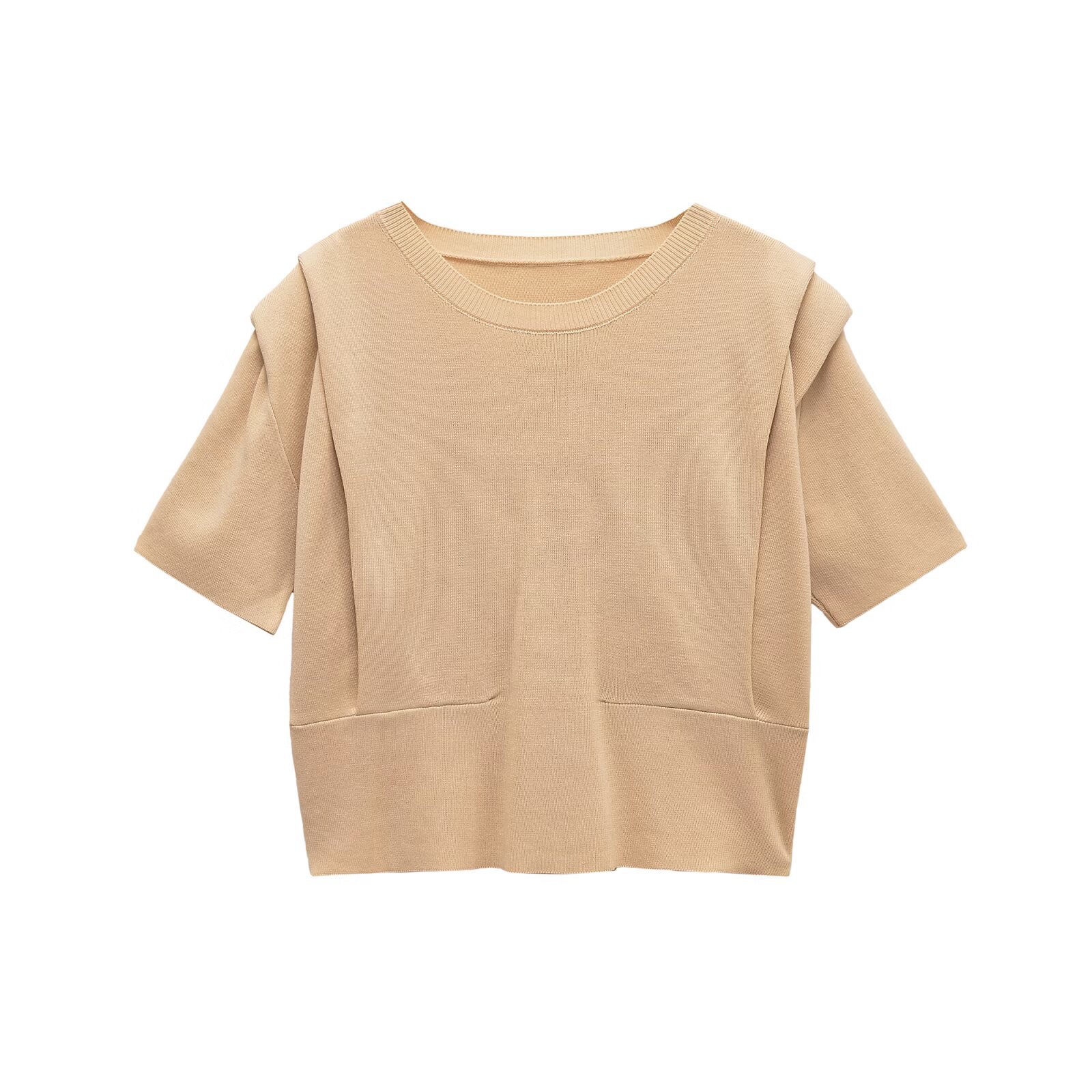 Women's Trendy Padded Shoulder Solid Color T-Shirt KUN-00053