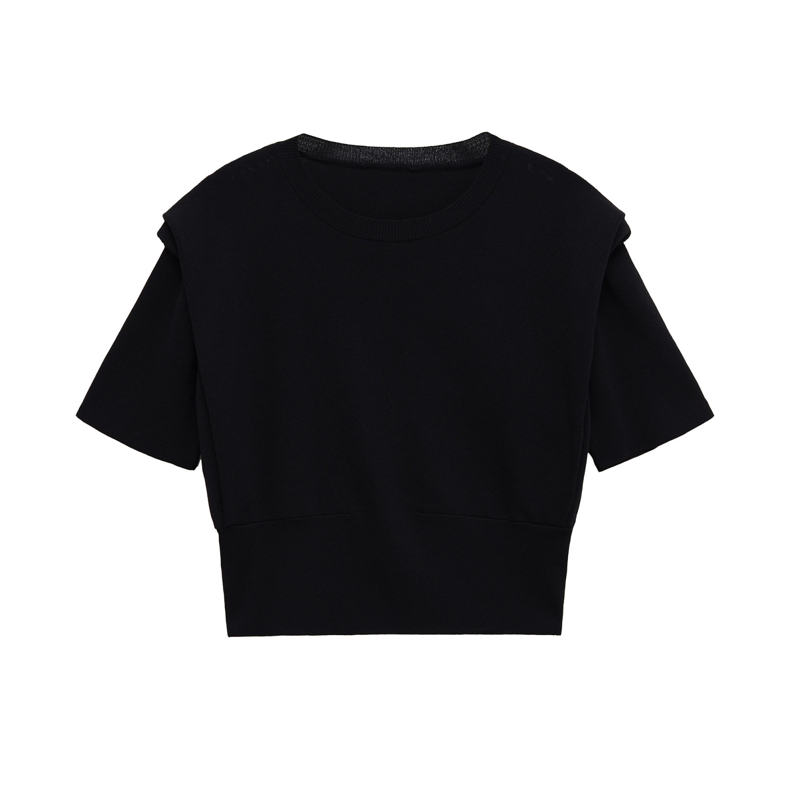 Women's Trendy Padded Shoulder Solid Color T-Shirt KUN-00053