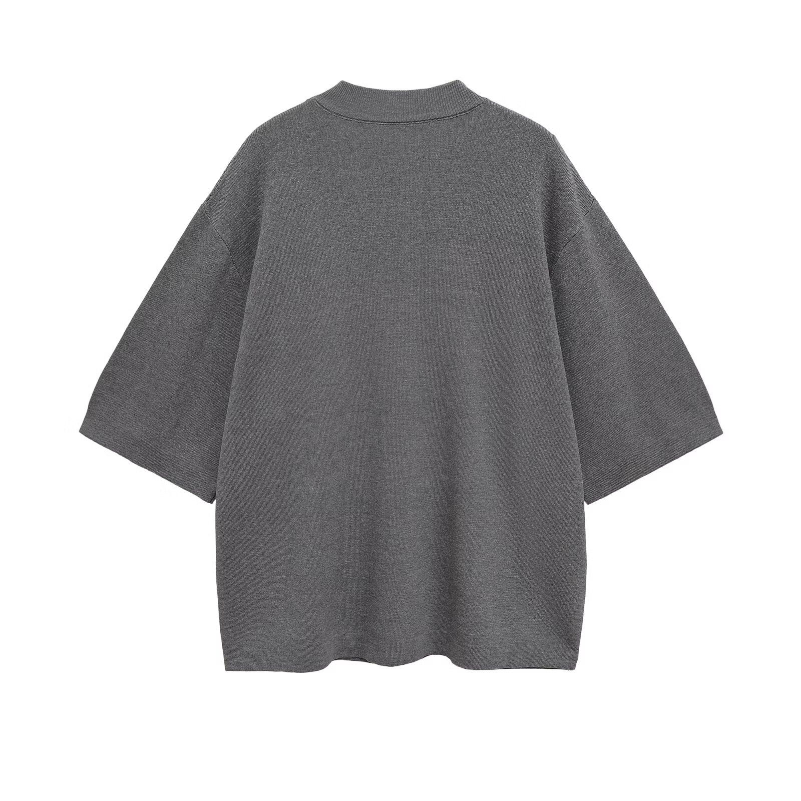 Knit Top Women's Short Sleeve Plain Loose Fit KUN-00014