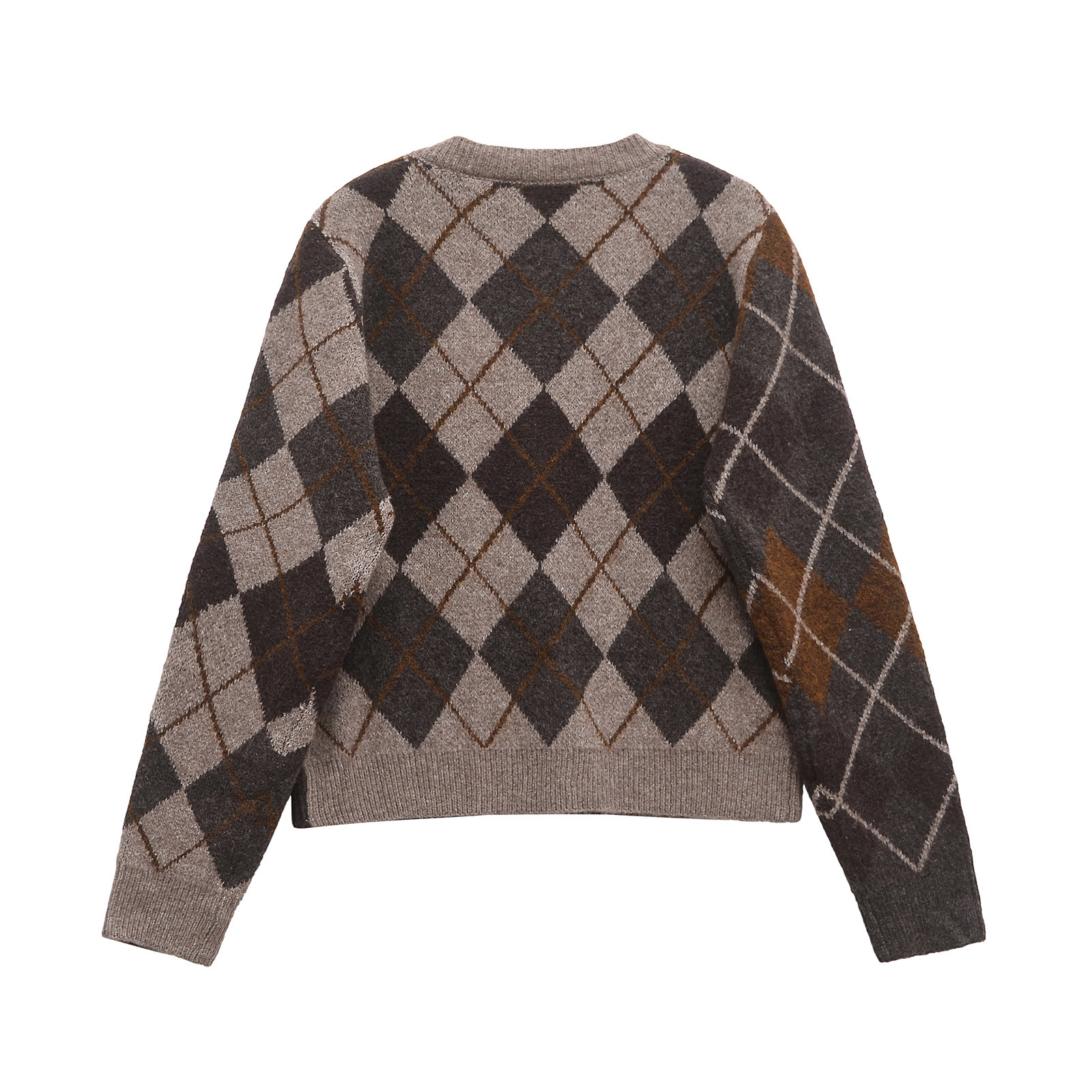 Knit Cardigan Diamond Pattern Classic Fashion KUN-00101