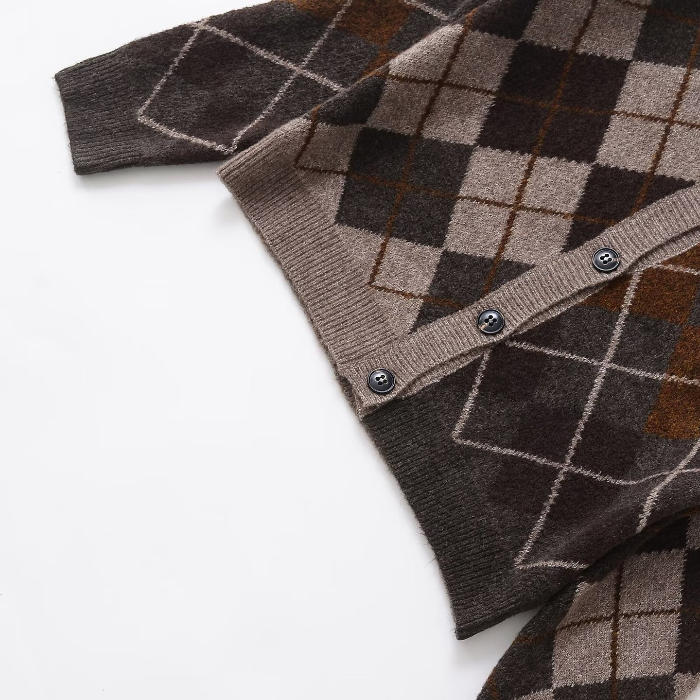 Knit Cardigan Diamond Pattern Classic Fashion KUN-00101