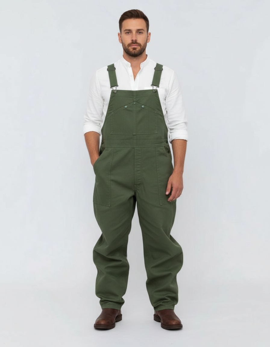 Men's Loose Fit Retro Cargo Sleeveless jumpsuit - Plus Size Casual Multi-Pocket Trousers for Year-Round Wear
