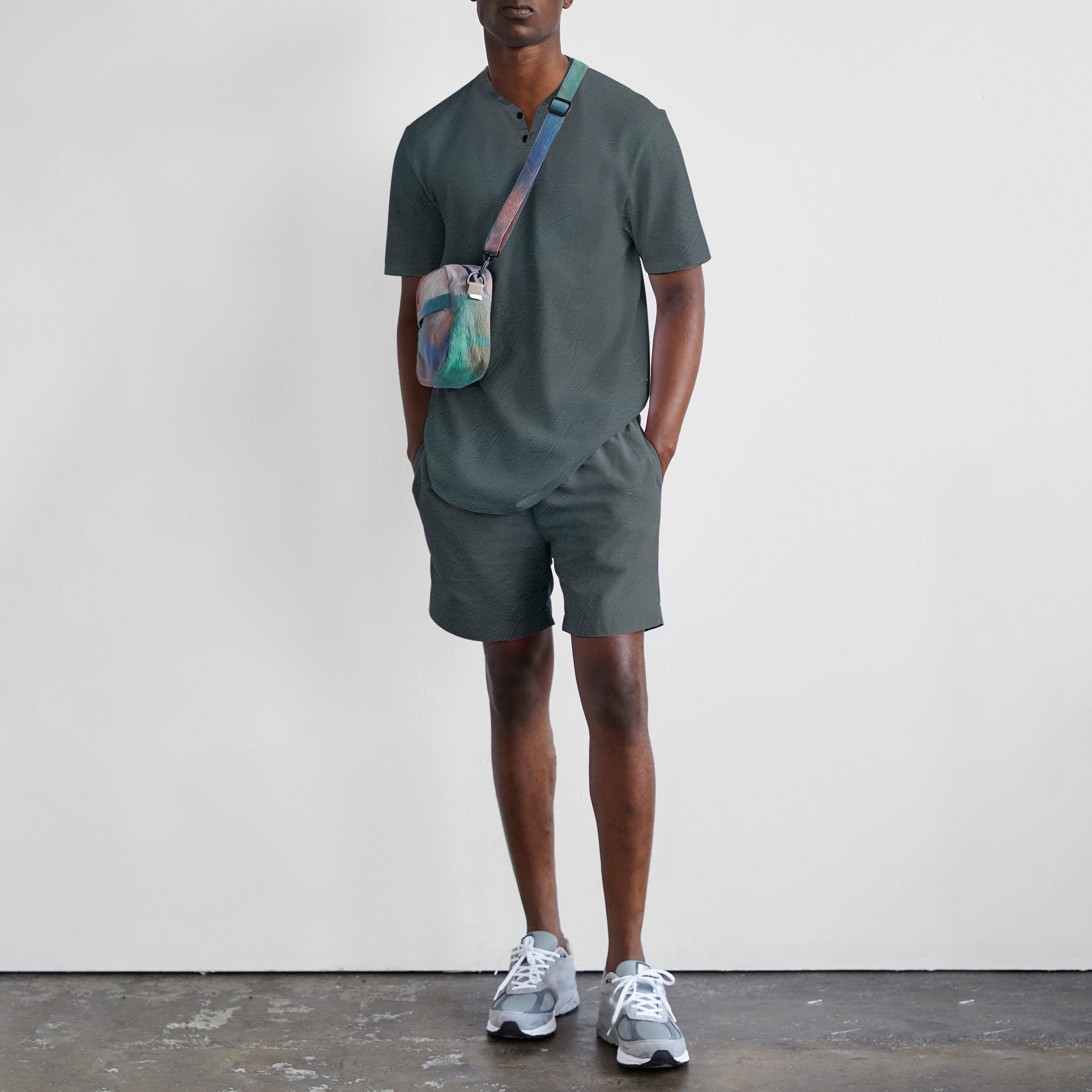 Linen Blend Casual Beach Short Sleeves Tee and Shorts Set - Breathable Menswear for Vacation Comfort