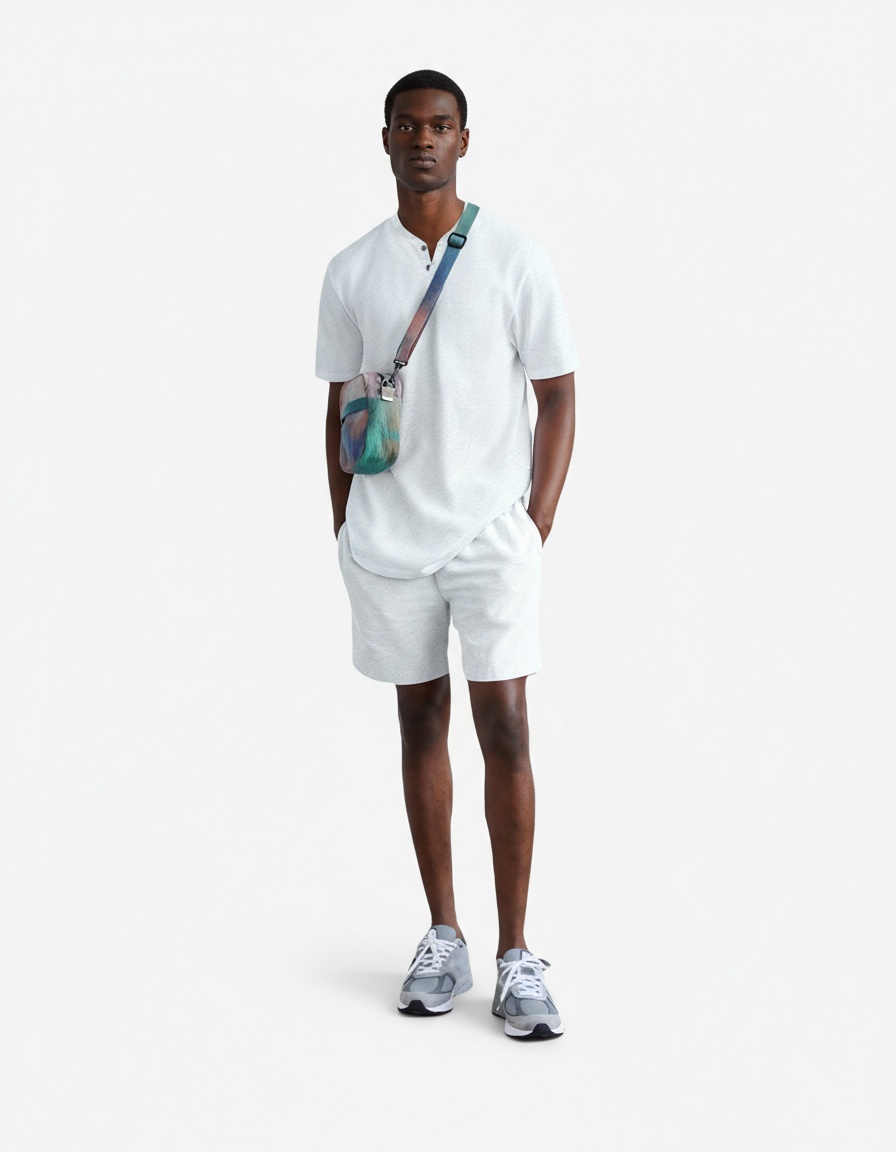 Linen Blend Casual Beach Short Sleeves Tee and Shorts Set - Breathable Menswear for Vacation Comfort