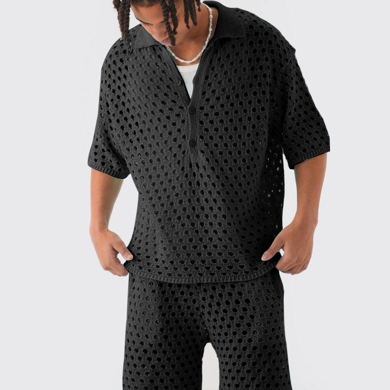 Button-Down Knit Two-Piece Set for Breathable Casual Summer Wear