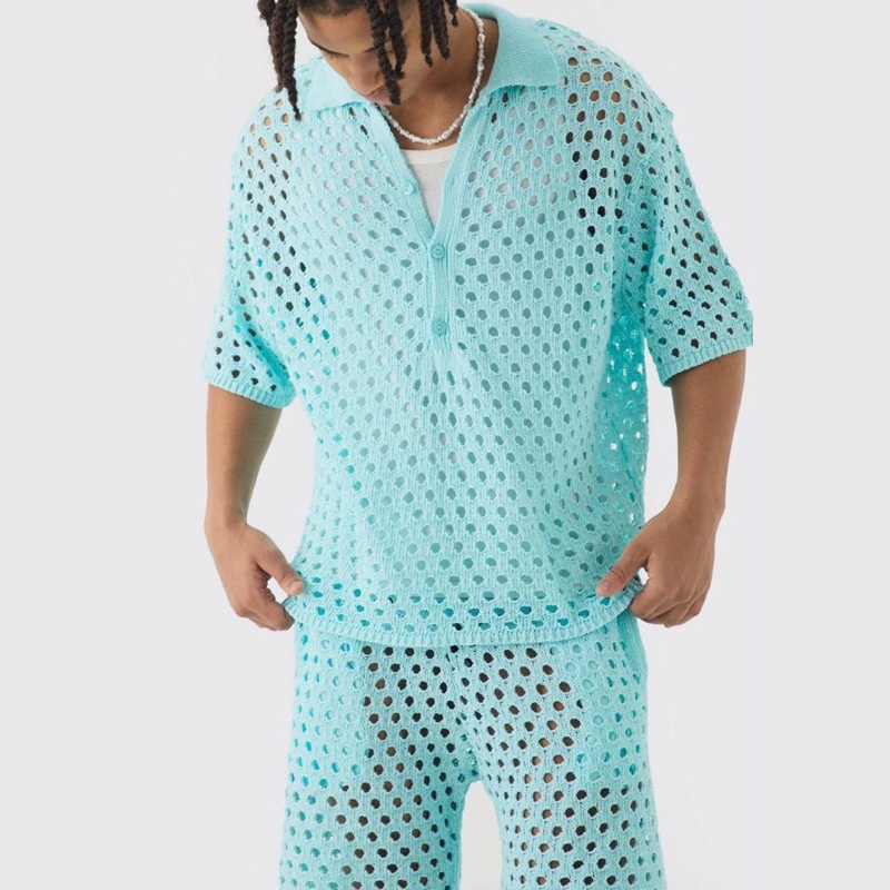 Button-Down Knit Two-Piece Set for Breathable Casual Summer Wear