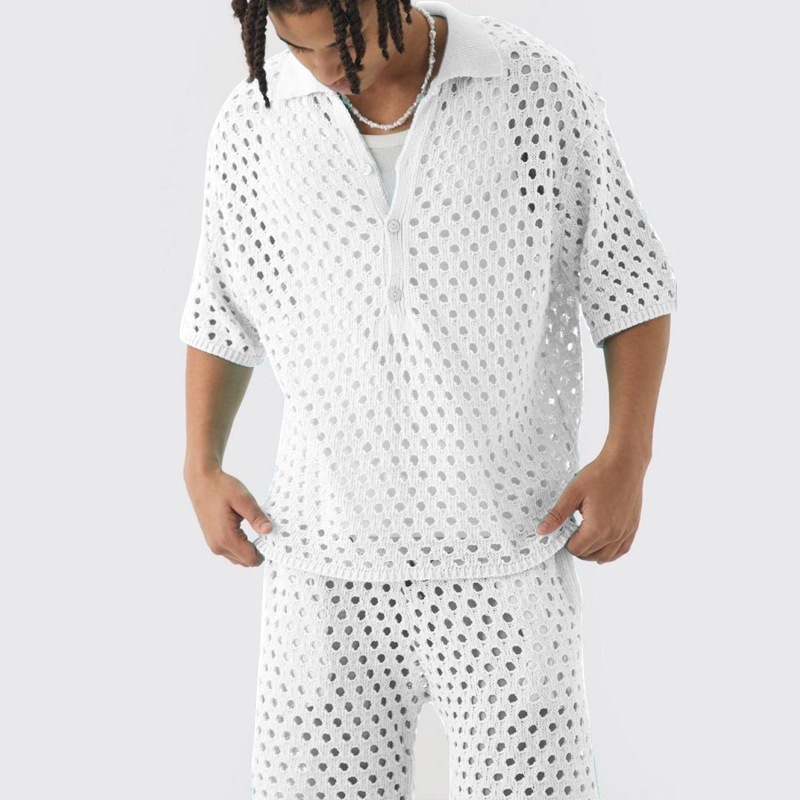 Button-Down Knit Two-Piece Set for Breathable Casual Summer Wear