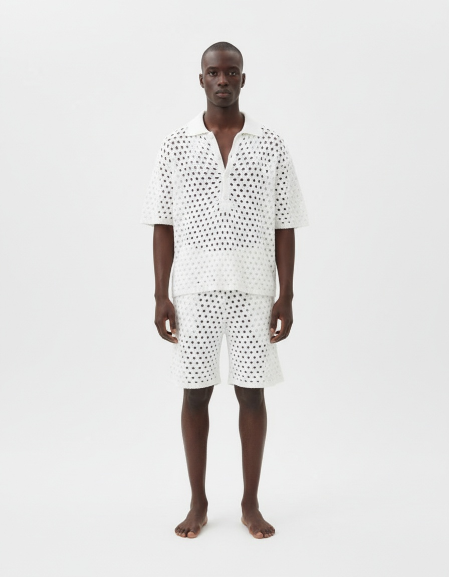 Button-Down Knit Two-Piece Set for Breathable Casual Summer Wear