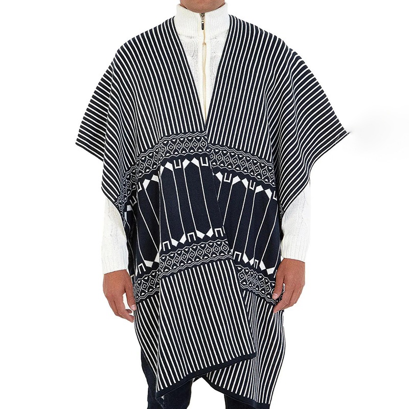 Retro Ethnic Print Loose Fit Men's Cape - Breathable Casual Menswear