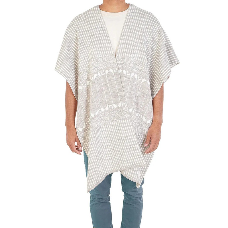 Retro Ethnic Print Loose Fit Men's Cape - Breathable Casual Menswear