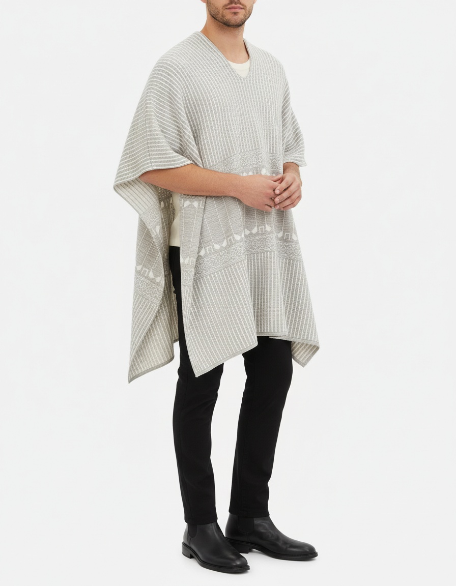 Retro Ethnic Print Loose Fit Men's Cape - Breathable Casual Menswear