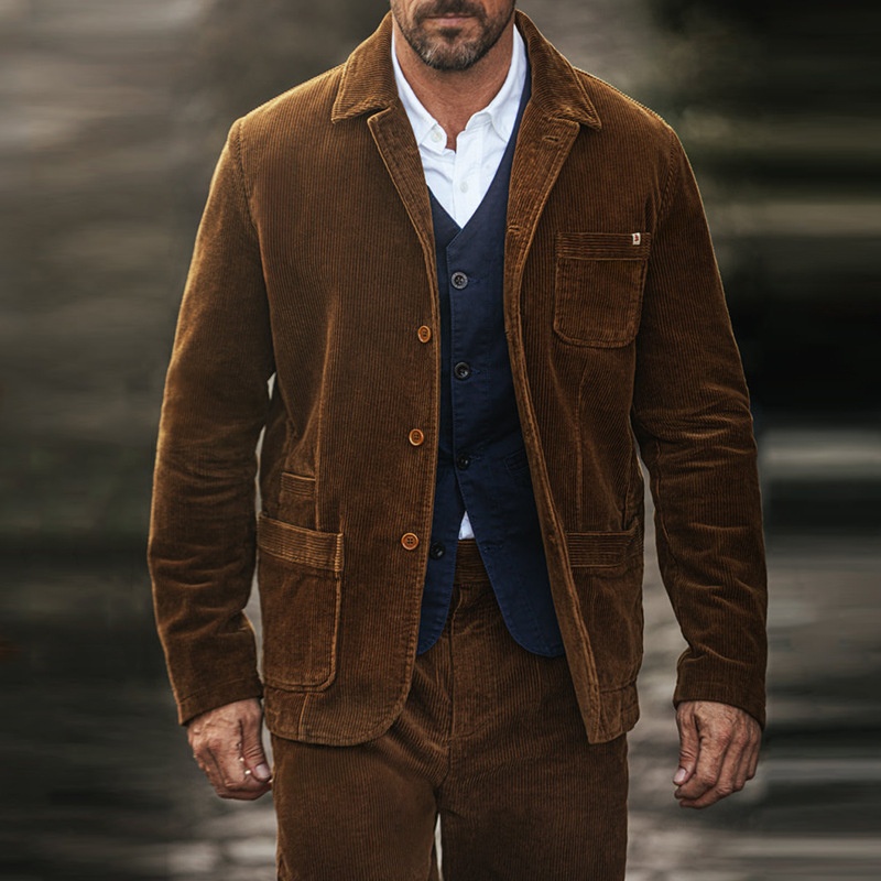 Slim Fit Business Casual Winter Jacket with Breathable Cotton Blend and Lapel Collar