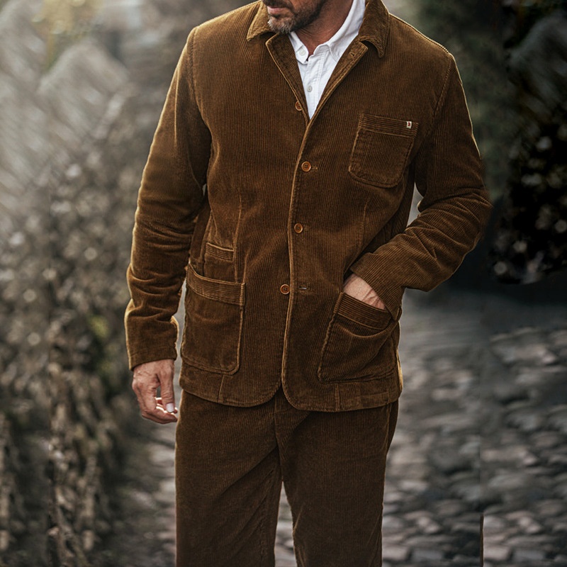 Slim Fit Business Casual Winter Jacket with Breathable Cotton Blend and Lapel Collar