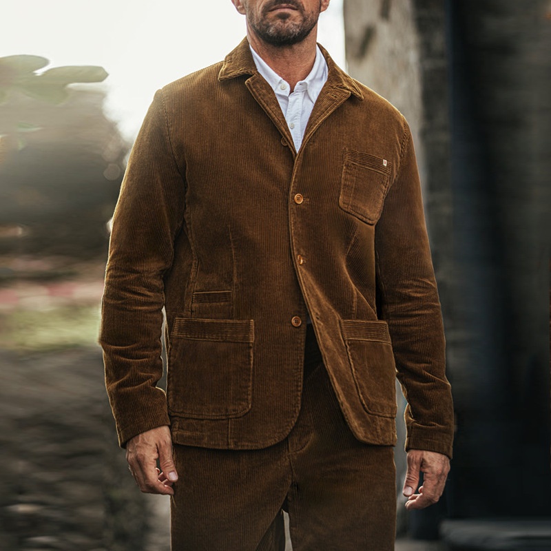 Slim Fit Business Casual Winter Jacket with Breathable Cotton Blend and Lapel Collar