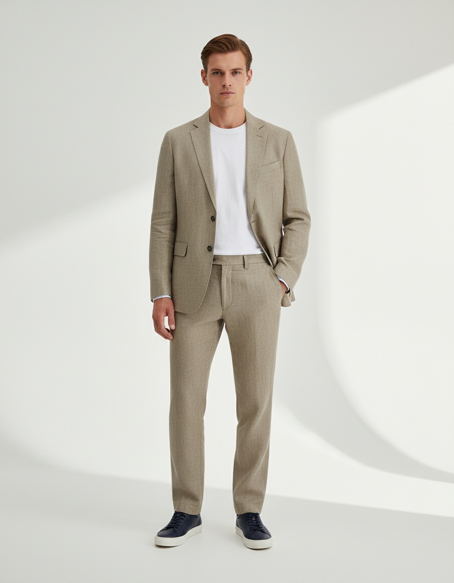 Lapel Collar Business Casual Suit with Breathable Fashion Jacket and Trousers