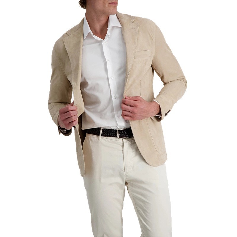 Katoenmix losvallend jasje met revers, geschikt voor casual zakelijke gelegenheden in de winter.