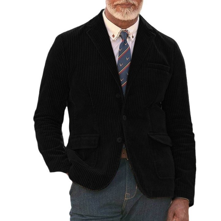 Corduroy Solid Color Casual Winter Jacket for Men with Slim Fit Design