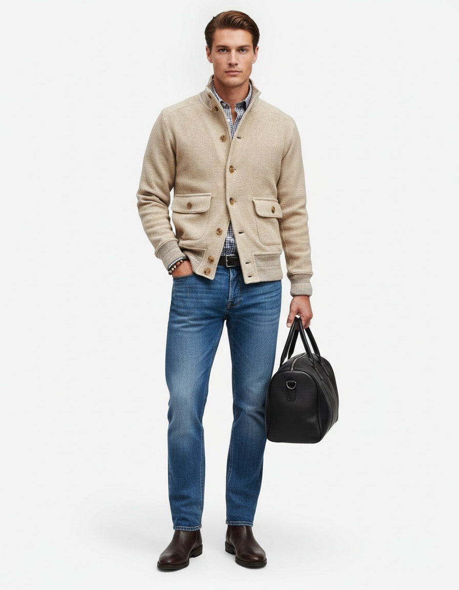 Stand Collar Casual Top Jacket with Korean Style Slim Fit for Winter and Daily Wear