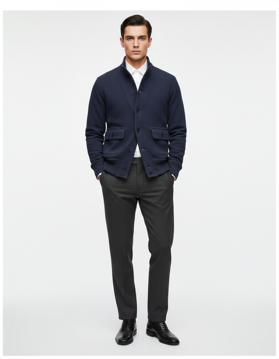 Stand Collar Casual Top Jacket with Korean Style Slim Fit for Winter and Daily Wear