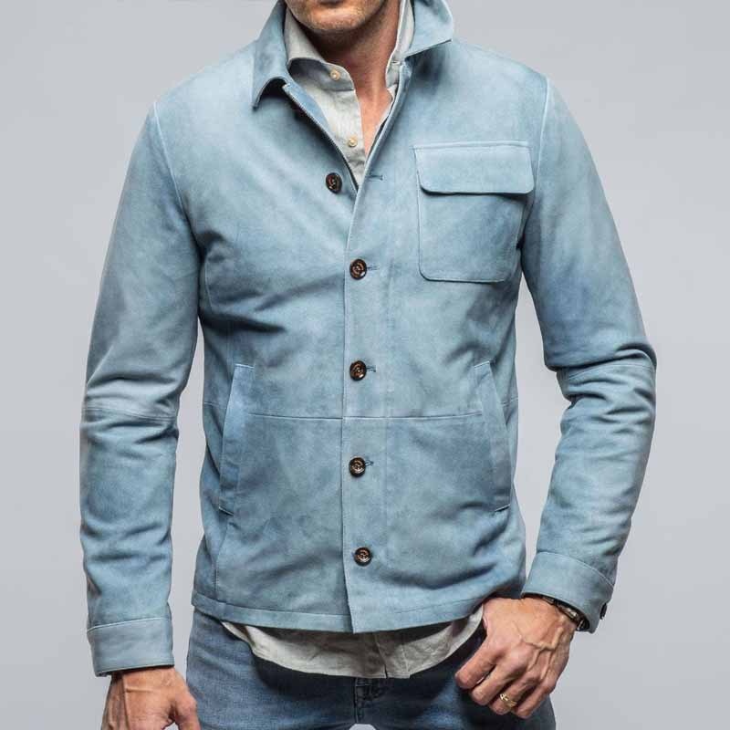 Men's Sude Slim Fit Lapel Casual Jacket for Autumn and Winter