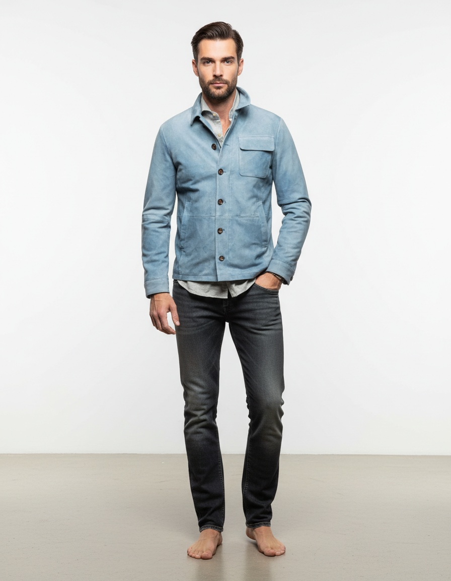 Men's Sude Slim Fit Lapel Casual Jacket for Autumn and Winter