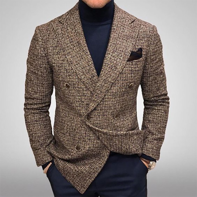 Wool Business Casual Suit Jacket for Menswear - Breathable Winter Style