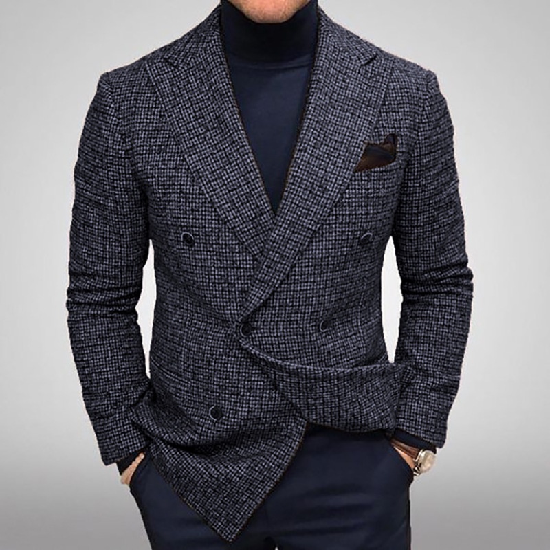 Wool Business Casual Suit Jacket for Menswear - Breathable Winter Style