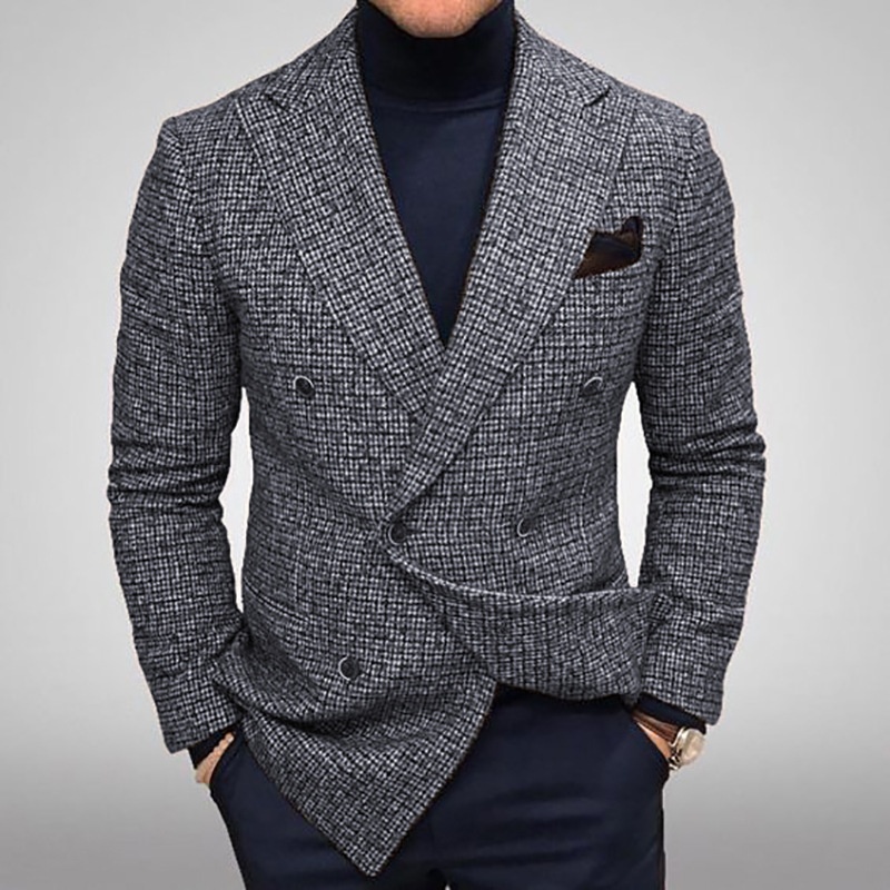 Wool Business Casual Suit Jacket for Menswear - Breathable Winter Style