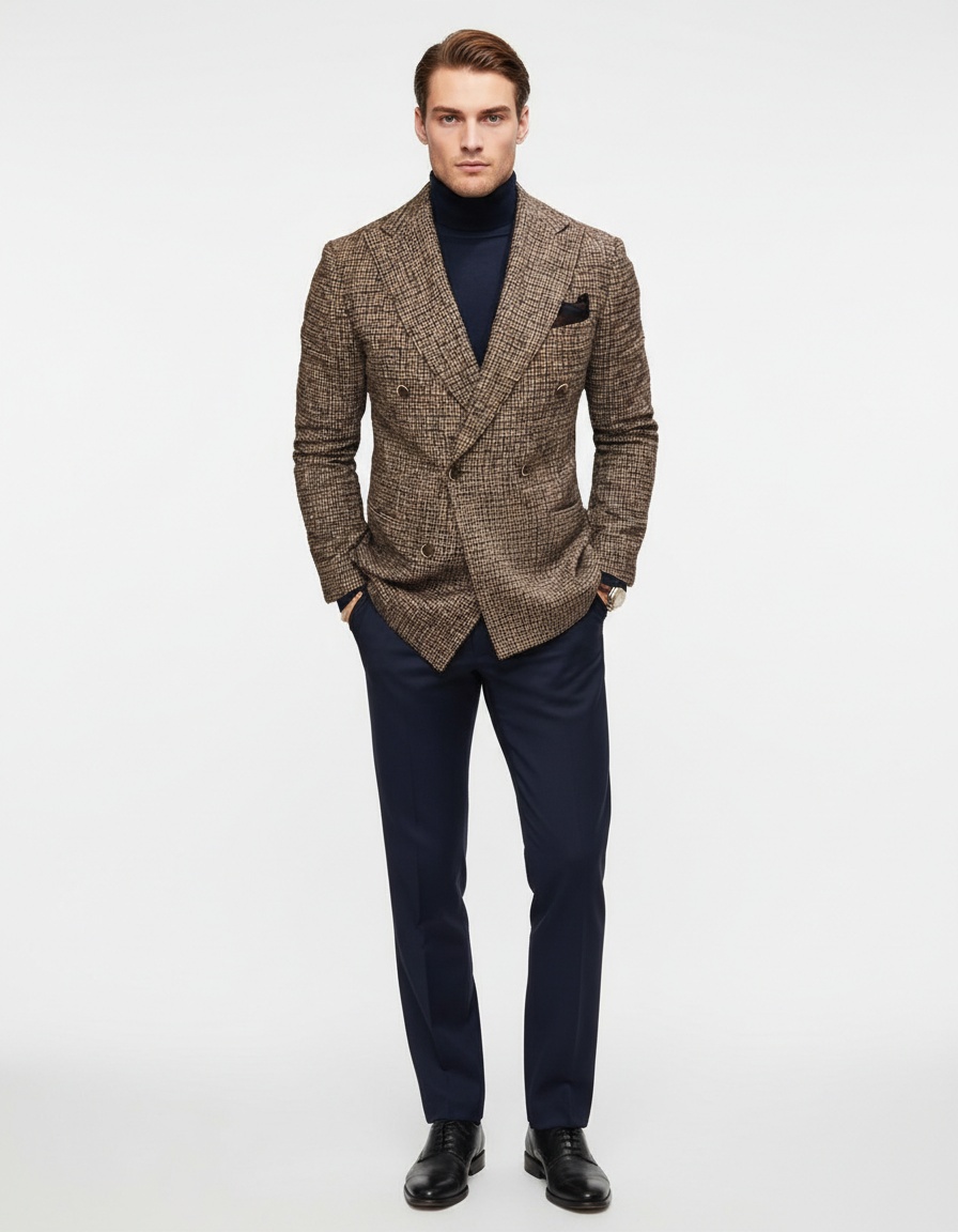 Wool Business Casual Suit Jacket for Menswear - Breathable Winter Style
