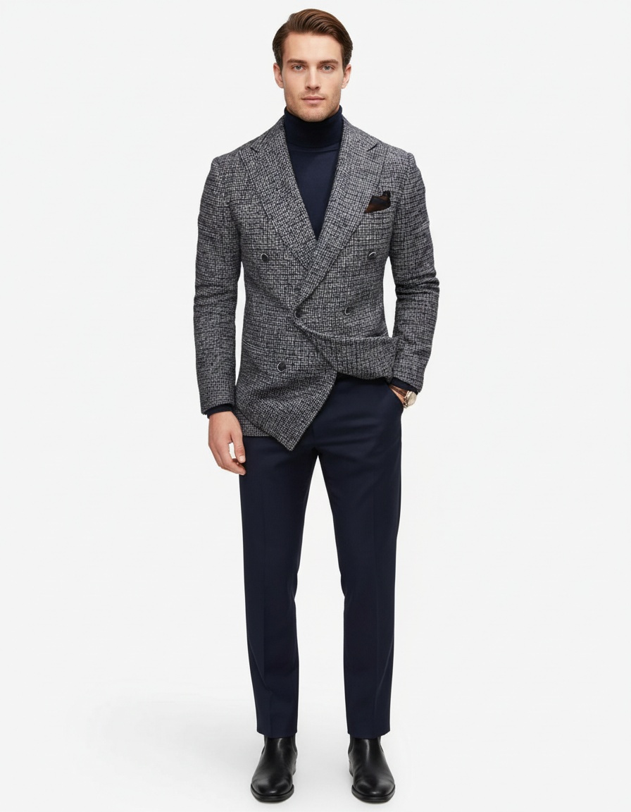 Wool Business Casual Suit Jacket for Menswear - Breathable Winter Style