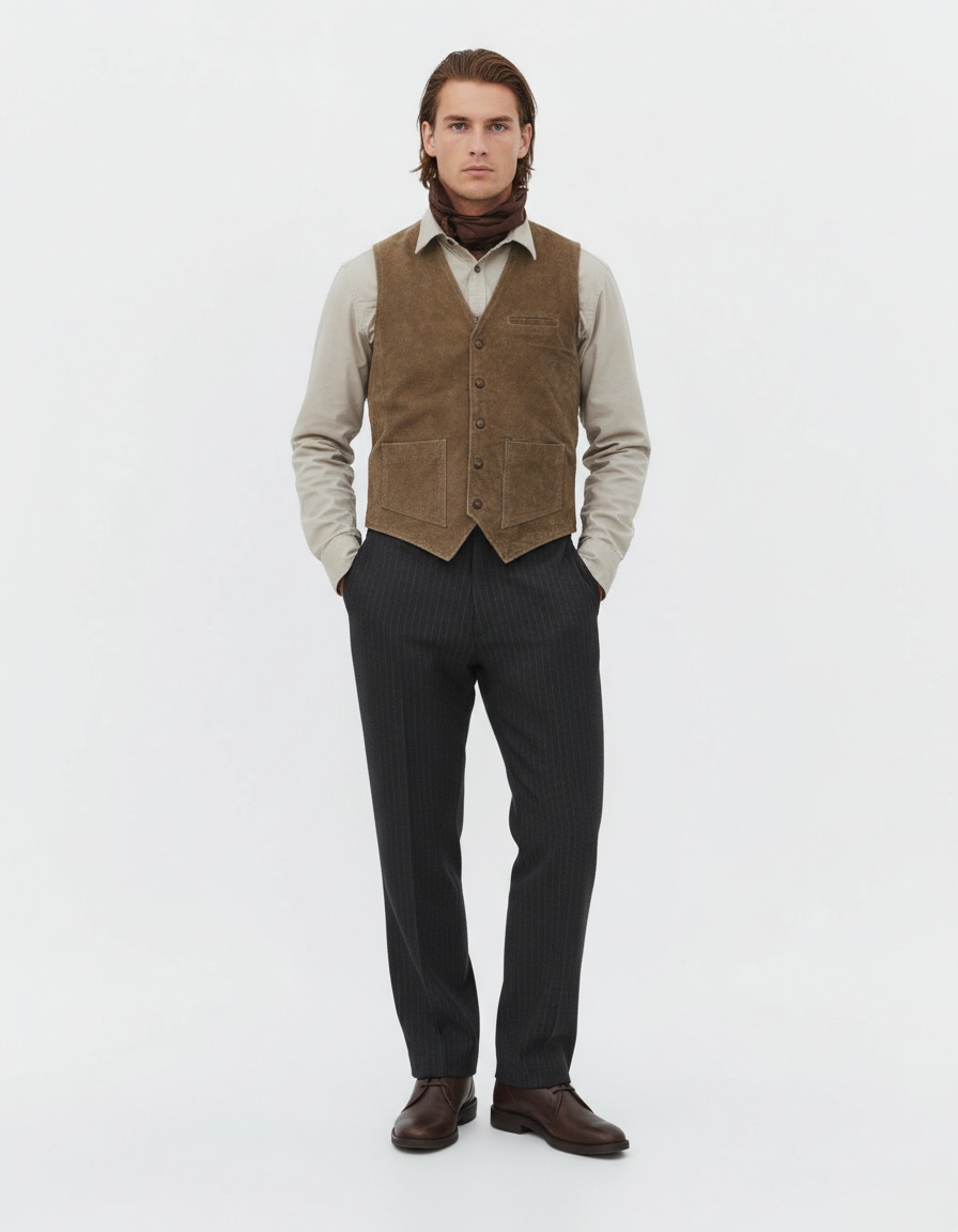 Nauwsluitend, retro casual vest van katoenmix voor de winter en herfst.