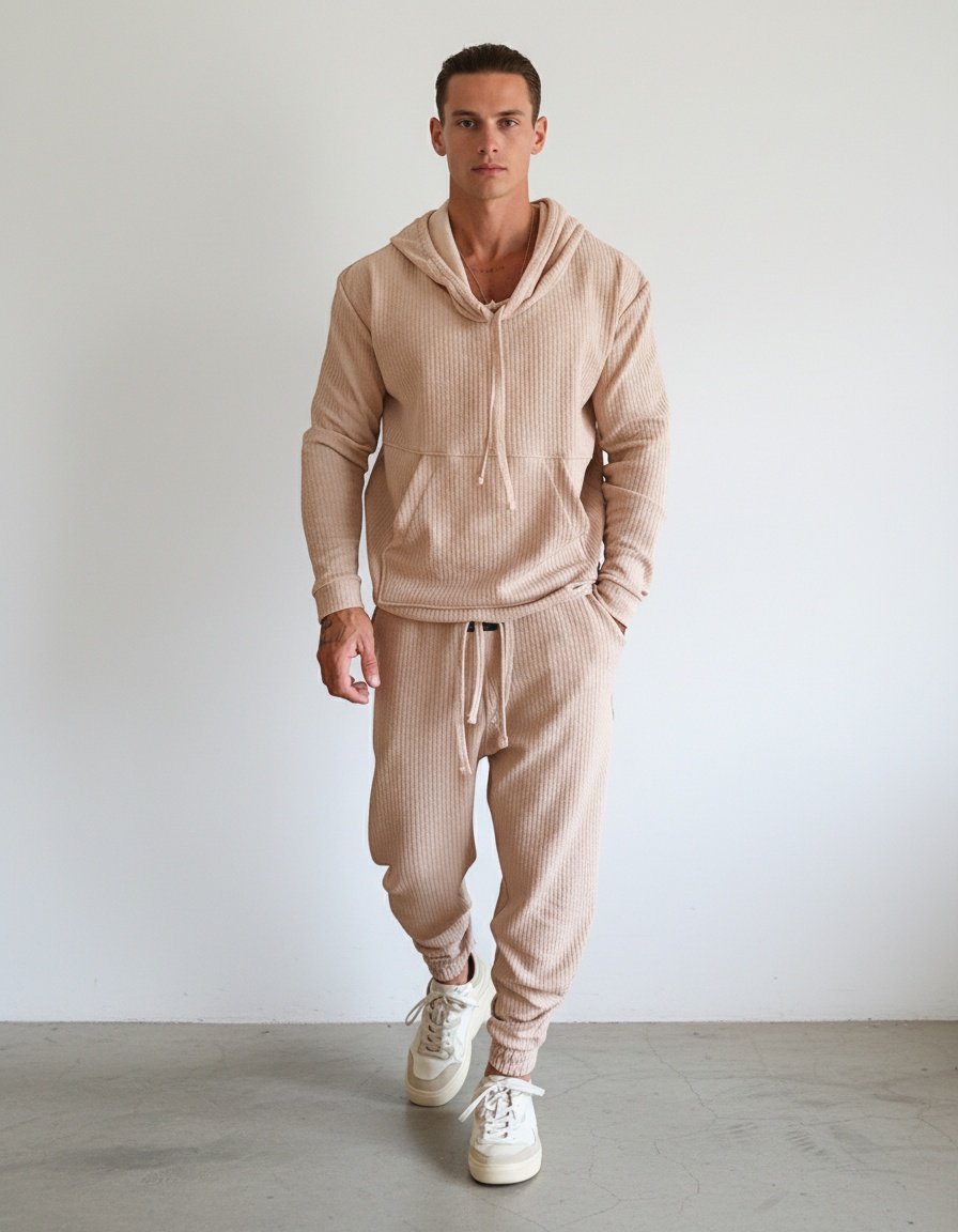 Jacquard pak met capuchon en vierkant ruitpatroon voor casual kleding in de herfst en winter.