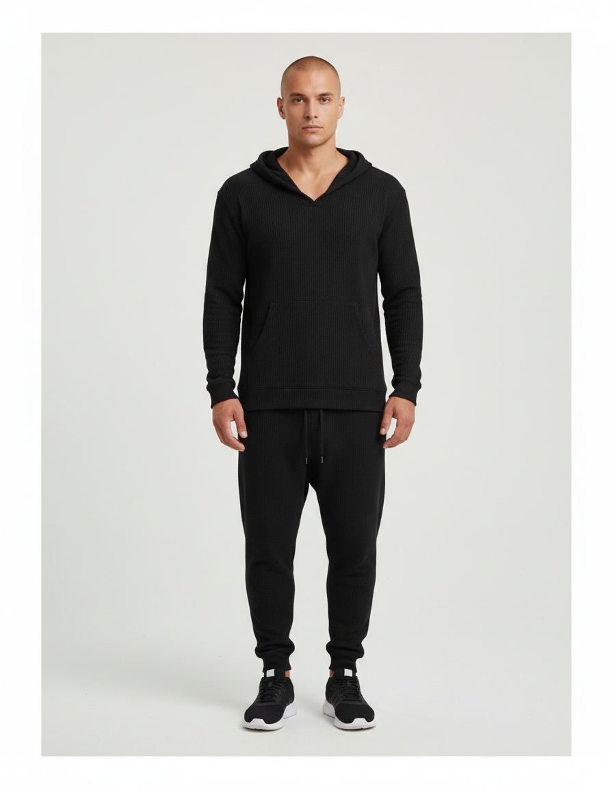 Jacquard pak met capuchon en vierkant ruitpatroon voor casual kleding in de herfst en winter.