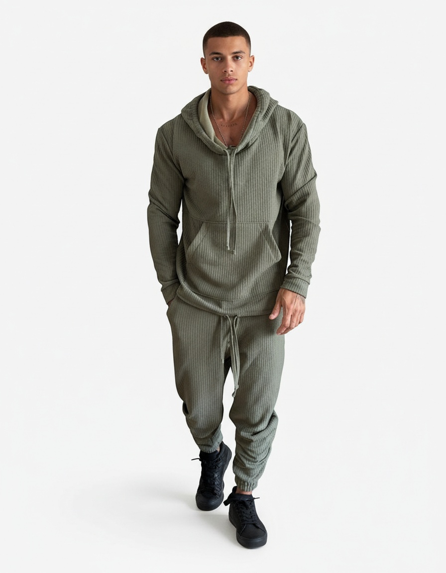 Jacquard pak met capuchon en vierkant ruitpatroon voor casual kleding in de herfst en winter.